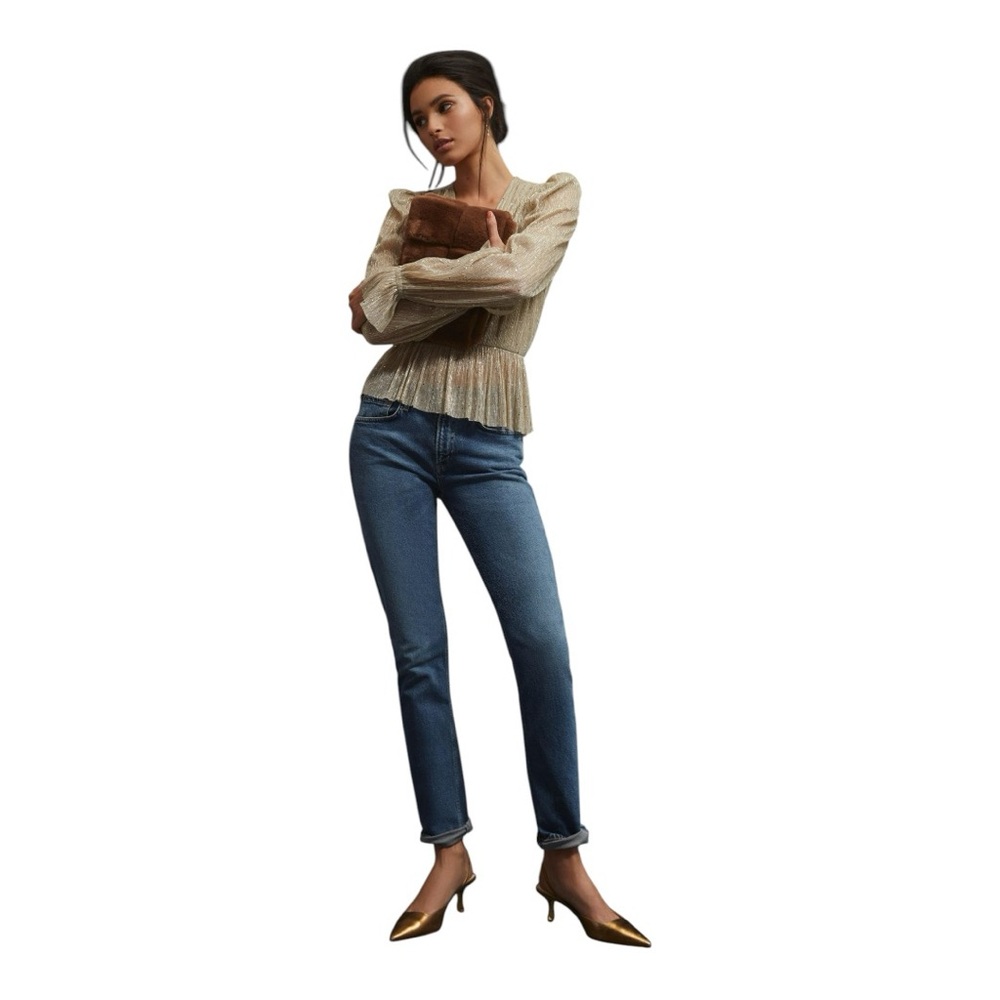 BUY 1 • GET 1 FREE - Agolde Blue Devon Low Rise Jeans in Medium Wash Denim